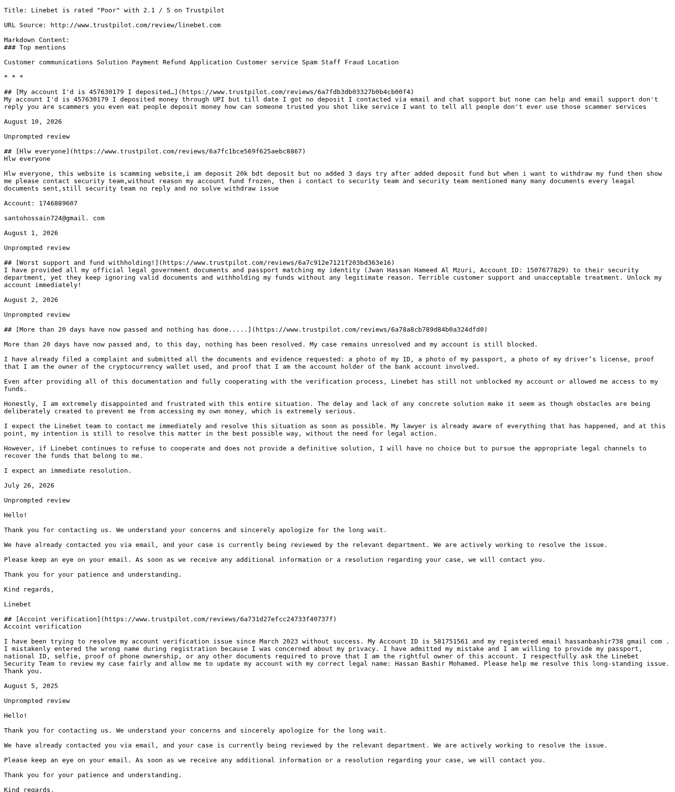 Снимок открытого пользовательского контекста о Linebet от 23 августа 2026 года